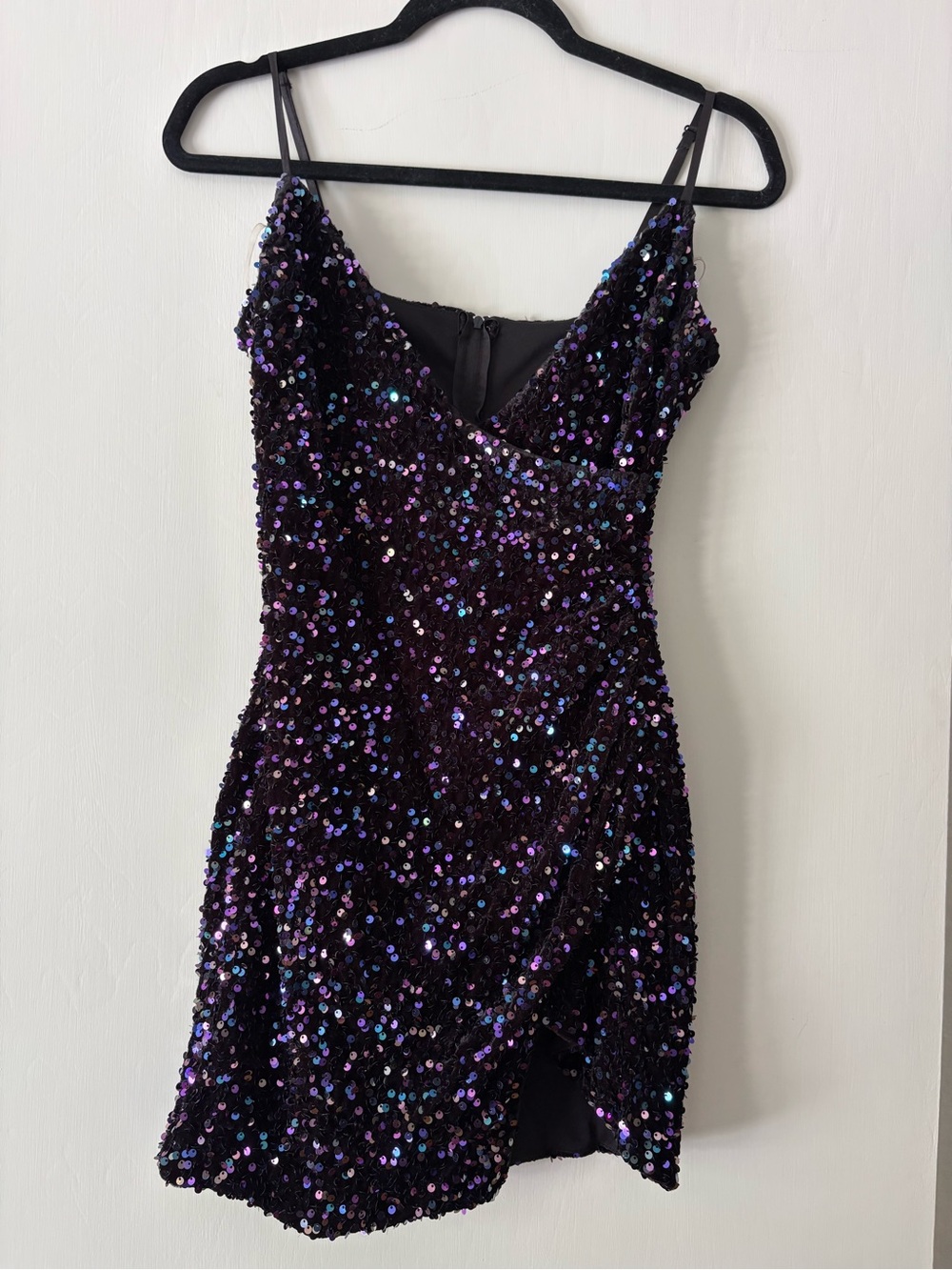 Crystal Doll Iridescent Purple Sequin Mini Dress